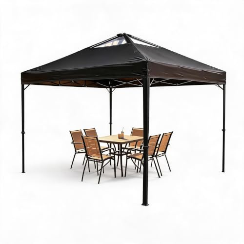 Robustes Pop Up Faltpavillon Wasserdicht Stahlgestell Doppeldach Mit Belüftung UV-Schutz Leichter Aufbau Für Garten Terrasse Markt Messe 3x3m