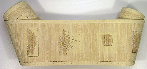 6 Rollen a 5 Meter moderne Tapetenborte - Bordüre beige braun