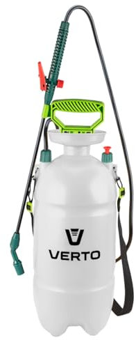 VERTO Pulverizador de presión Manual de 7 litros, presión de 2,5 a 3 Bares, Mango ergonómico, botón de Bloqueo, Ajuste de Boquilla, Escala de medición de líquido, fácil de Limpiar, Resistente a