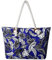 DonDon Strandtasche XXL mit Reißverschluss - Umhängetasche Damen, Shopper Tasche Damen im Beach Look mit Schulterriemen - Urlaub Must Haves Beach bag - Blätter und Federn