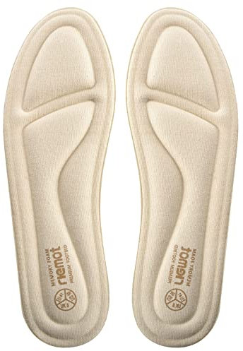 riemot Memory Foam Insoles for Men and Women,Replacement Shoe Inserts for Sports Shoes,Trainers,Sneakers,Work Boots and Walking Shoes,Comfort,Cushioning, 4, Women Beige