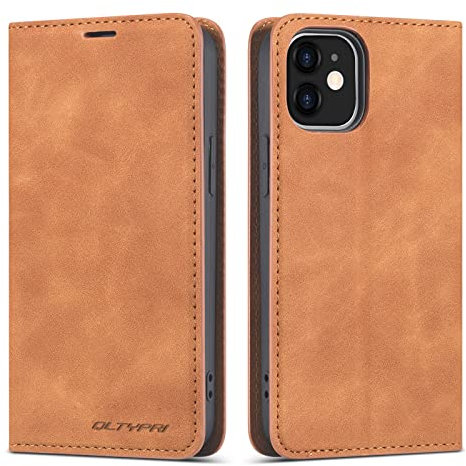 QLTYPRI Case for iPhone 11, Premium PU Leather Cover TPU Bumper with Card Holder Kickstand Hidden Magnetic Adsorption Shockproof Flip Wallet Case for iPhone 11 (6.1 inch) - Brown