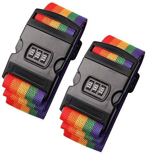 nuoshen 2Pieces Luggage Straps,Packing Belt Suitcase Straps on Your Flight Trip with Coded Lock red