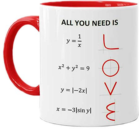 Generico Tazza Mug 11oz con Interno e Manico Colorati all You Need is Love, Formule Matematiche ed equazioni Divertenti, Idea Regalo per Lui e lei San Valentino