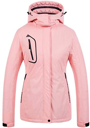 CREATMO US Damen Mountain Wasserdichte Skijacke Winddichte Snowboardjacke Warm Wintermantel Regenmantel, Pink, L