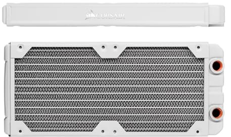 Corsair Hydro X Series XR5 Radiator 240 mm (Zwei 120-mm-Lüfterbefestigungen, Einfache Installation, Kupferkonstruktion, Hochwertige Polyurethan-Beschichtung, Integrierte Schraubenführungen) Weiß