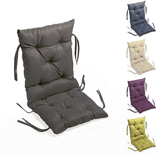 sunnypillow Stuhlkissen Outdoor, Indoor - 40 x 40 x 40 cm - Auflage für Stühle, Bänke in Haus und Garten - Sitzkissen und Rückenkissen - Stuhlauflage, Gartenkissen für Gartenmöbel - Kissen Anthrazit