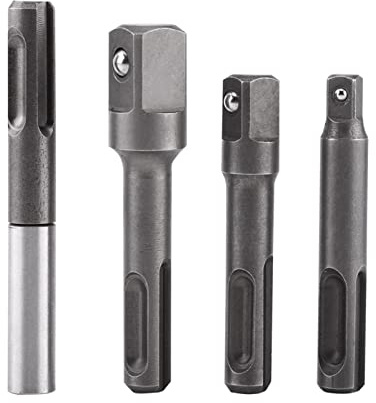 Adaptador de enchufe hexagonal de 4 piezas SDS Plus a 1/4+ conector de extensión de broca cuadrada de 1/4 3/81/2 para taladros y brocas
