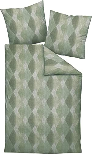 Janine Design Edelflanell Bettwäsche Chinchilla S 78046 salbeigrün 1 Bettbezug 155 x 220 cm + 1 Kissenbezug 80 x 80 cm