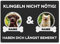 Hunde Schild personalisiert - Klingeln nicht nötig - Metallschild mit Foto und Name für außen, wetterfestes Türschild für Hundebesitzer - ca. DIN A4-28 x 20 cm, zwei Tiere, anthrazit