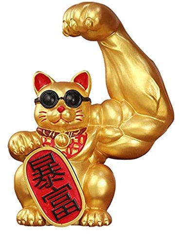 LOVIVER Gold Winkekatze, China Deko Glücksbringer Glückskatze Maneki Neko Lucky Cat Figur Sammlerfiguren Ornament für Wohnkultur Auto Laden Geschäfte Hotel - Links reich