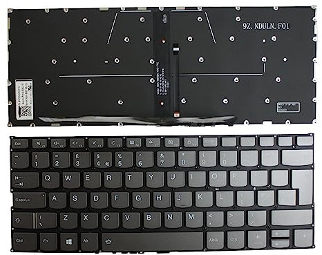 Power4Laptops Reino Unido Retroiluminada Gris Teclado de Repuesto para Ordenador portátil Compatible con Lenovo IdeaPad Yoga 530-14IKB