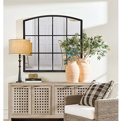 GIFTTROVE Schwarzer Fensterscheibenspiegel, 91,4 x 91,4 cm, gewölbt, dekorativer Wandspiegel