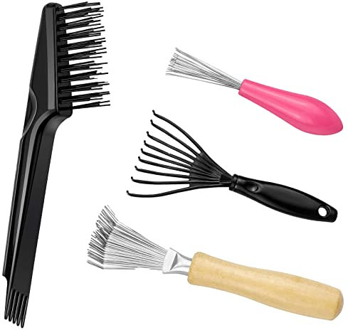 4 Stück Haarbürsten Reinigungswerkzeug Kamm Reinigungsbürste Kamm Reiniger Bürste Haarbürsten Reiniger Mini Haarbürsten Entferner zum Entfernen von Haarstaub für Heim- und Salongebrauch