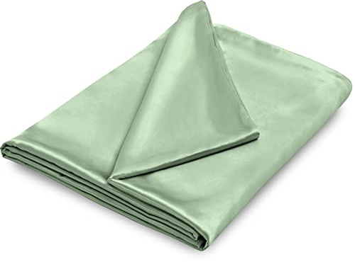NSGZ 60 x 80 Satin Duvet Cover for Weighted Blanket, Luxury Silky Removable Satin Weighted Blanket Cover with 8 Ties Secure Fastening, Sage Green