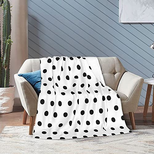 3D Kuscheldecke 130x150 Flanell Fleecedecke Punkte Decke Weiß, Flauschig Mikrofaser Wohndecke Schwarz, für Sofadecke Couchdecke Sofaüberwurf Bettüberwurf
