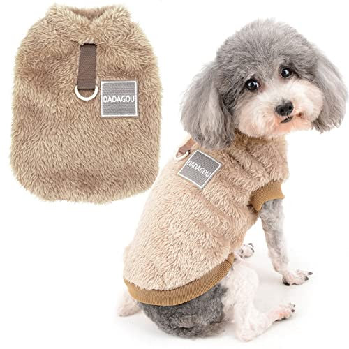 Zunea Fleece Dog Jumper Winter Warm Sweater Jumpers for Small Dogs Soft Fuzzy Puppy Clothes with D-Ring for Harness Leash Pullover Jacket Coat Cold Weather Pet Girl Boy Chihuahua Cats Apparel Brown M
