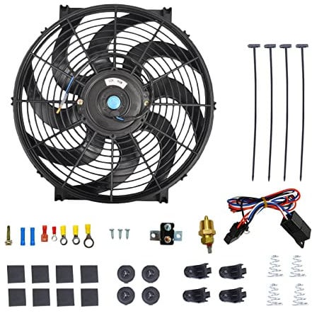 BATONECO 12 Electric Radiator Cooling Fan Thermostat Wiring Switch Relay Kit, 12V Cooling Radiator Fan with 120W 1000 CFM Slim High Performance Universal (Black)