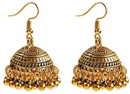 ZLING Tibetischer Schmuck Silber Farbe Indien Geometrische Hängende Ohrringe Böhmen Glocken Jhumka Ohrringe