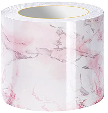 VisitRyl Peel and Stick Wallpaper Borders Self-Adhesive for Bathroom Wall Border Sticker Home Ceiling Decorative Border for Living Room Kitchen Red Marble 20cm X 500cm
