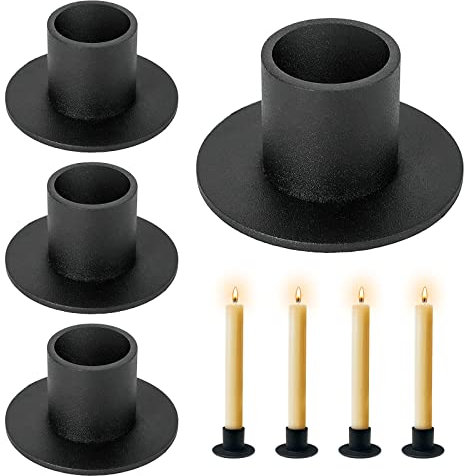 TNSLAND Schwarze Kerzenhalter, 4 Stück Retro Kerzenhalter Bauernhaus-Dekoration, Kerzenständer Kerzen aus Eisen für Zuhause Hochzeit Jahrestag Einweihungsgeschenke, Kerzenhalter für Frauen und Männer