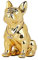 SHENGTIAN Französische Bulldogge Deko Statue – Harz Hundeskulptur mit Silber Halskette – Deko Figur für Wohnzimmer, Büro, Flur und Schlafzimmer(plattiert Gold,31cm)