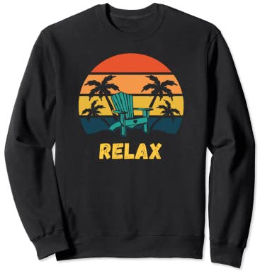Sommer Sonnenliege Relax Retro Sonnenuntergang für Urlaubsreisende Sweatshirt