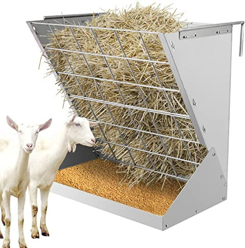 MUALROUS Heuraufen für Pferde und Ziegen - Wandmontierte, Hängende, Freistehende Feeder - Hochleistungs-Schaffutterautomat Ohne Abfall - Pferde-Langsamfutterautomat