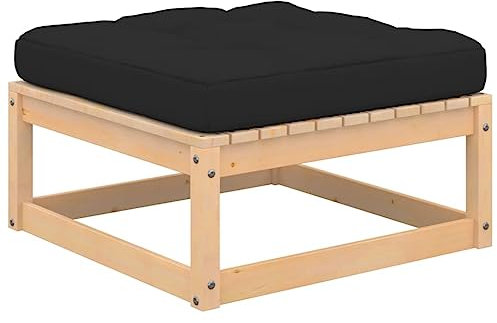INLIFE Garten-Fußhocker mit Kissen Massivholz Kiefer,Anthrazit,11.2KG