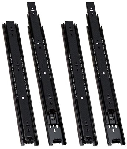 2 paia Guide per Cassetti 40cm Estrazione Totale, Cuscinetti a Sfera, Fino a 45kg, Nere