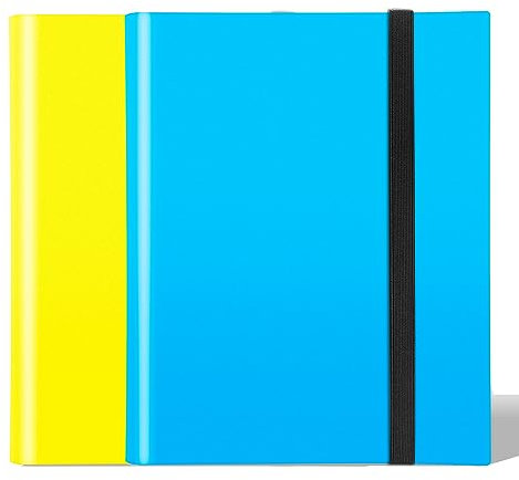 2 Pièces Porte Carte à Collectionner,Classeur Cartes 24 Pages Capacité de 432 Cartes,Étanche Jeu de Farde Carte, Sangle Elastique Empêche la Carte de Tomber(Bleu/Jaune)