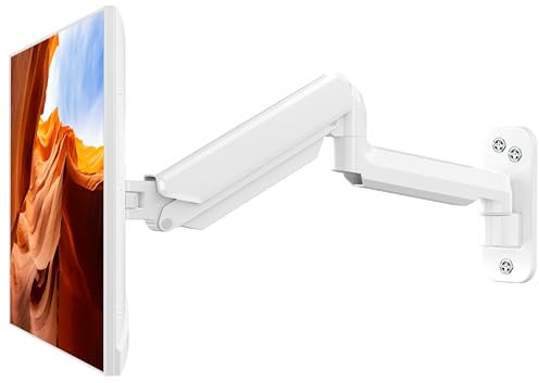 ErgoFocus Soporte de pared para monitor de 17 a 32 pulgadas, brazo de pared para monitor individual con capacidad para hasta 20 libras, soporte de pared con resorte de gas ajustable en altura, soporte