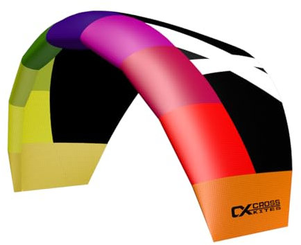 Crosskites | Lenkmatte Lenkdrachen Rio Rainbow | Single-Skin Drachen | inklusive Schnüre, Schlaufen und Tasche | Verschiedene Größen (2.1 (210 cm))