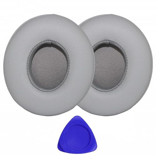 1 Pair Replacement Earpad for Beats Solo 2, Solo 3 Wireless Headphone, Replacement Ear Soft Leather Memory Foam Cushions Ear Pads Cushion Cover Foam Earpads (Grey)