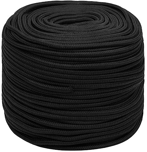 vidaXL Bootsseil Ankerleine Festmacher Tauwerk PP Leine Seil Tau Polypropylenseil Geflochten Flechtleine Schwarz 10mm 25m Polypropylen