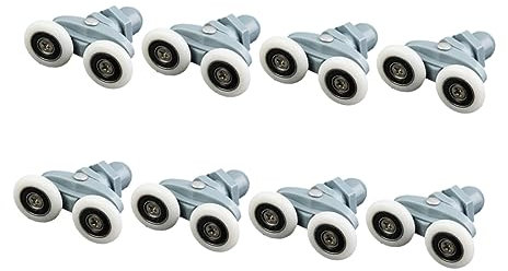 Housoutil Lot De 8 Roulettes Doubles En Plastique Pour Porte De Bain Coulissante, Glissières Résistantes Compatibles Cabines Et Hammams, Remplacement Solide Pour Portes De Bain