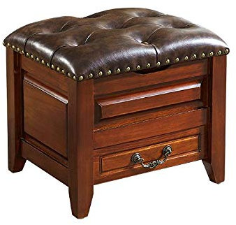Home Sofahocker, Massivholz-Ledersofa, niedriger Hocker, niedriger Hocker, Couchtischhocker, kleine Bank