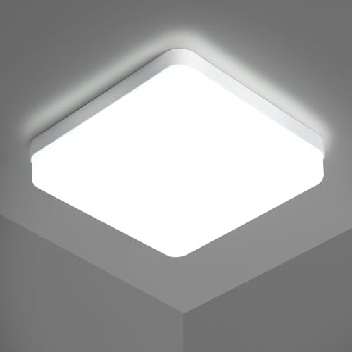 Riserva LED Deckenleuchte Bad, 24W IP44 Moderne quadratische LED Deckenleuchte 6500K Cool White, 18cm