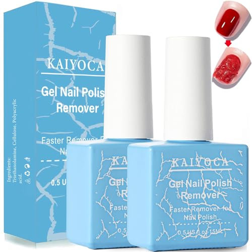 2Pcs Gel Nail Polish Remover, Gel Polish Remover for Nails, Quickly Get Rid of acrylic powder in 3-5 Minutes, No Need Soaking or Wrapping