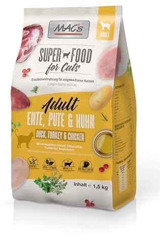 Mac's Cat Premium Trockenfutter für Katzen, 1,5 kg (Ente, Truthahn und Huhn)