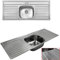 ARA CHOICE Stainless Steel Reversible Single Bowl Kitchen Sink Double Drainer 2/Twin Tap Holes Waste Plumbing Kit with Drainer & Inset Wastes Set
