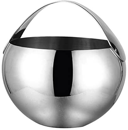 Duiaynke Edelstahl-Eiskübel Getränkewanne Flasche Kühlschüssel für Wein, Getränke, Pub, Bar, Partys, Hochzeiten (2 l, Silber)