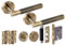 HANDLEZONE® Evo Knurled Grip Door Handles on Rose Bathroom Lock Pack with 76mm Lock, Standard Turn Set, 75mm Ball Bearing Hinges - Antique Bronze