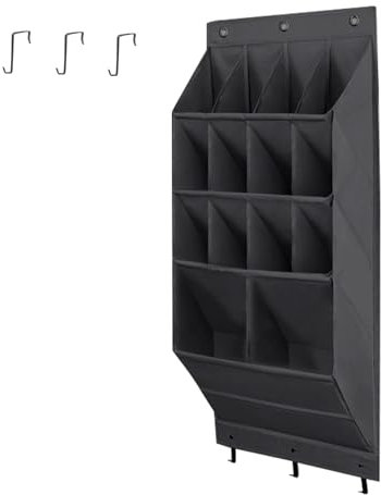NELLHOMY Over the Door Shoe Storage, Hanging Shoe Rack Storage with Deep Pocket for Narrow Closet and Dorm,Large Storage Compartments Storage Organizer for Shoes,14 pockets,Black
