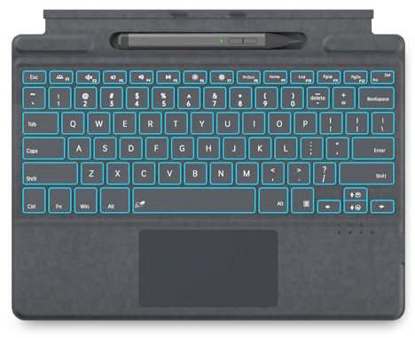 JvKzaen Surface Pro 9 Keyboard with Slim Pen, Compatible with Microsoft Surface Pro 9 8 X, 13 Inch Bluetooth Wireless backlight Type Cover Keyboard with Slim Pen, Keyboard with Slim Pen gray