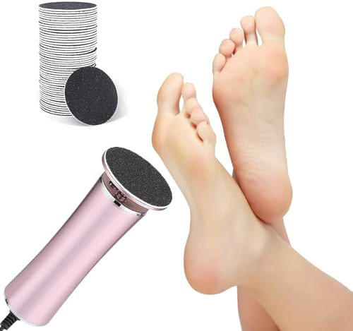 Electric Foot File,Electric Callus Remover for Feet,Rechargeable Foot Sander for Hard Skin Adjustable Speed,with 60 Sandpaper Discs and 1 Cleaning Brush