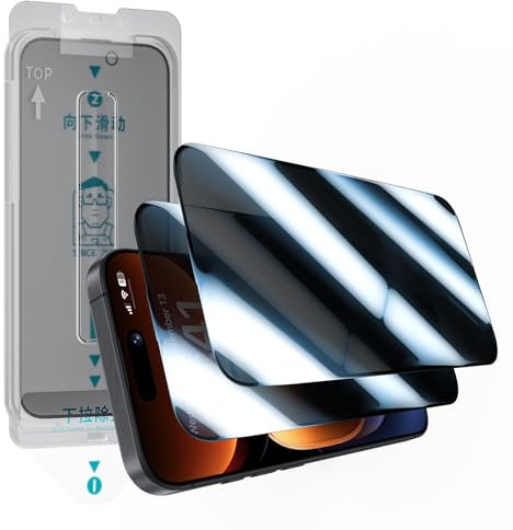 BENKS für iPhone 16 Pro Max für Panzerglas Sichtschutz - [Full Screen Displayschutz] Schutzfolie Sichtschutz für iPhone 16 Pro Max Schutzglas, Auto Installation,2 Stück