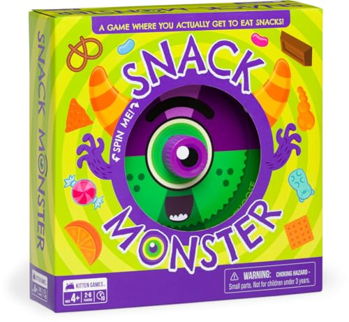 Exploding Kittens Snack Monster, 2-6 Players, Ages 4+ Kids Game | Spin, collect snacks, and make smart choices in this quick kids game that builds counting and decision-making skills.