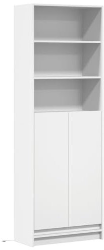 vidaXL Highboard, Hochschrank mit LED-Beleuchtung, Mehrzweckschrank mit Stauraum, Wohnzimmer Schrank Kommode Sideboard, Weiß Holzwerkstoff
