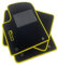 ASC Tappetini Auto Compatibili con Fiat 500 3 Porte 2012-2022, Moquette, 1 Logo Ricamato, Bordo Giallo, Bottoni e Battitacco